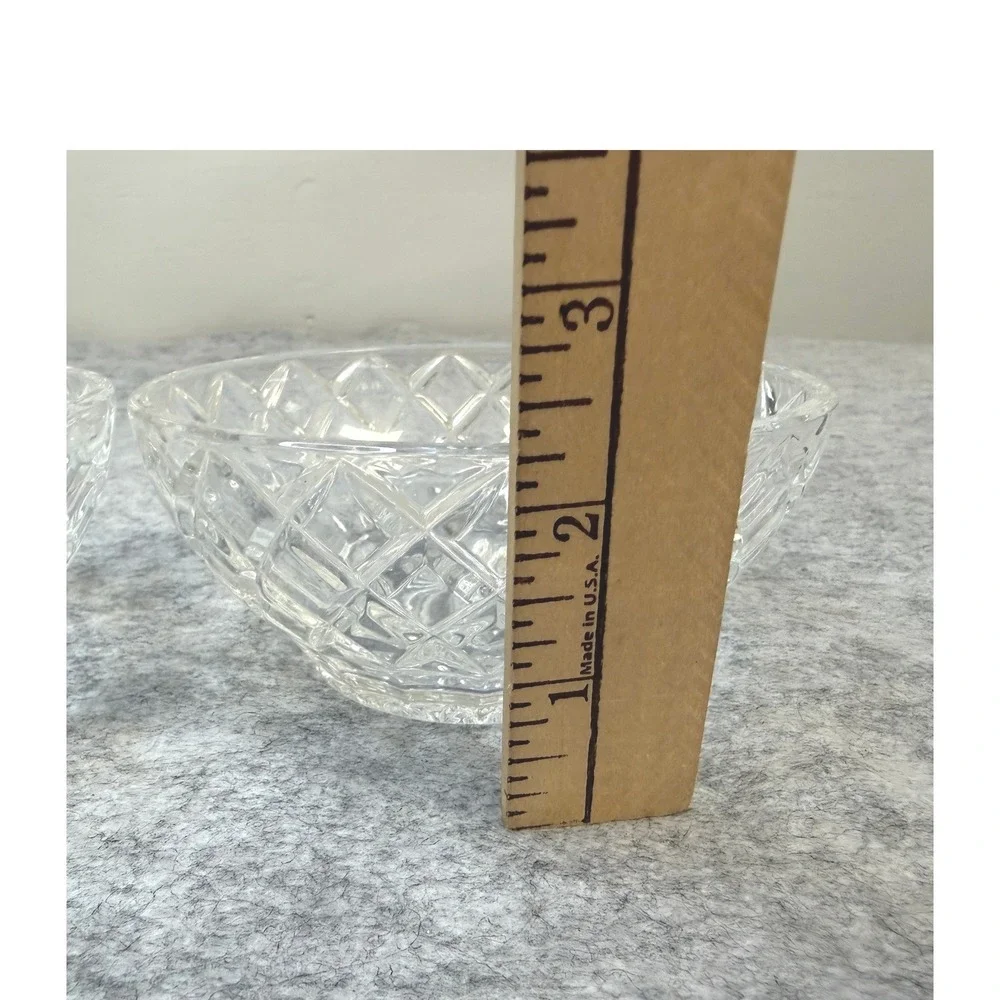 Set of 2 Shannon Godinger‎ Small Crystal Bowls Diamond Pattern Starburst Base
